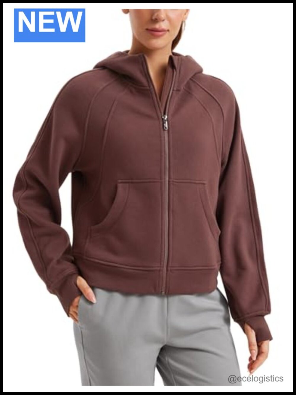 Fleece Lined Full Zip Hoodie Jackets Cotton Blend Oversized
